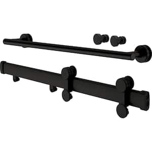 Flannigan 48 in. to 60 in. W x 3.75 in. D Contemporary Frameless Sliding Shower/Tub Hardware Assembly Kit in Matte Black