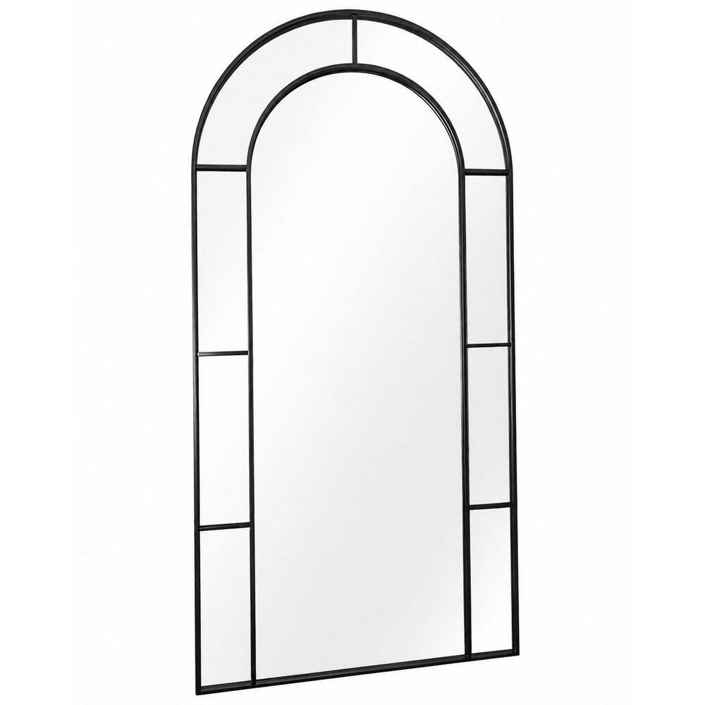 81 in. H x 41 in. W Arched Windowpane Full Length Floor Mirror in Black, Metal Frame Farmhouse Decor price history on PriceWatchPro