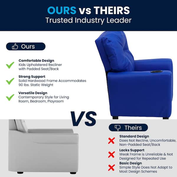 Flash Furniture 18-in Blue Upholstered Kids Accent Chair