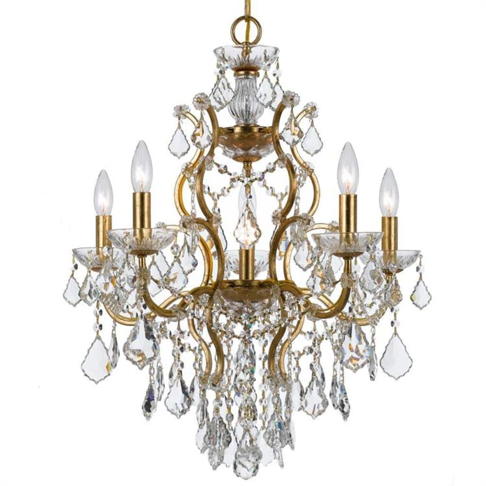 Crystorama Filmore 6-Light Antique Gold Crystal Chandelier 4455-GA-CL ...