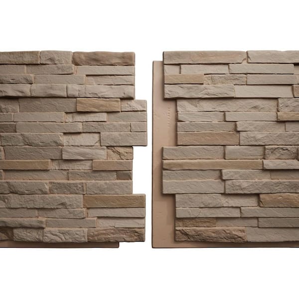 EverStone Eldorado Faux Stone Panel, 48"W x 25"H x 1"D, Magnolia Color