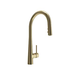 Lugano 2.0 Single Handle Pull Down Sprayer Kitchen Faucet in Brushed Gold