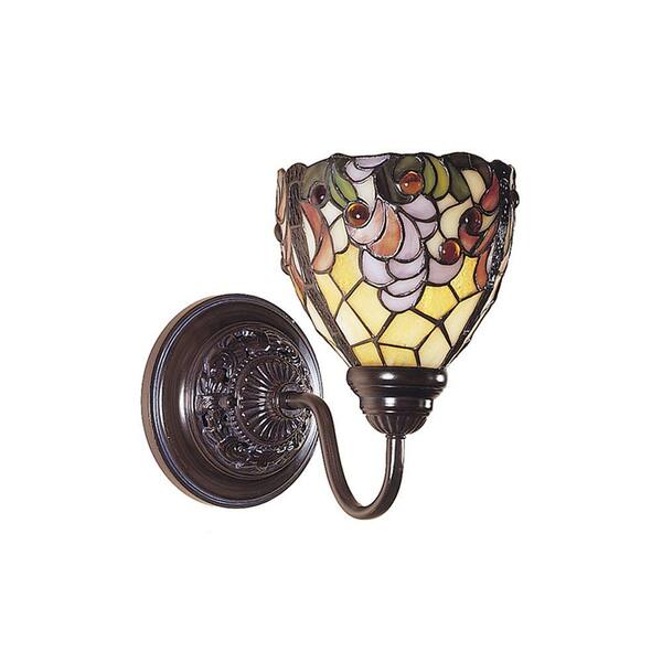 Dale Tiffany Jacqueline Fancy 1-Light White Sconce with Art Glass Shade