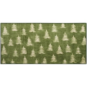 Accent Decor/Xmas Olive 2 ft. x 4 ft. Nature-inspired Contemporary Runner Area Rug