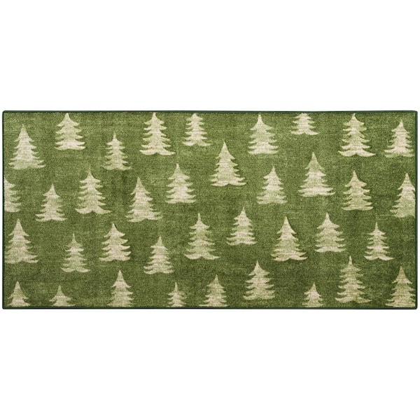 Nourison Accent Decor/Xmas Olive 2 ft. x 4 ft. Nature-inspired Contemporary Runner Area Rug