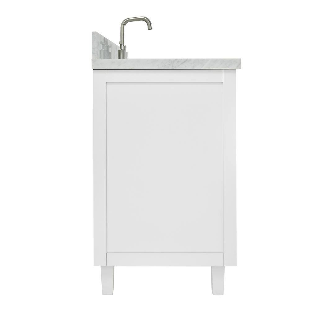 White Freestanding Single Sink Bathroom Vanity with Marble Top