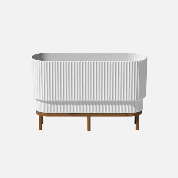 Veradek Demi 30 in. L x 10 in. W x 18.25 in. H in. Rectangular Raised with Stand Plastic Planter, White/Brown