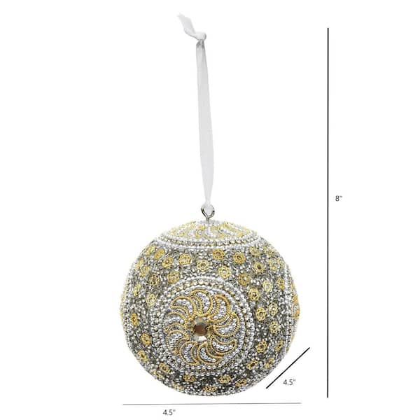 LR Home Moon SIlver and Gold Glistening Crystal Flower Handcrafted