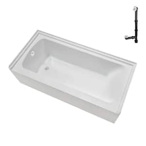 60 in. x 30 in. Soaking Acrylic Alcove Bathtub with Left Drain in Glossy White, External Drain in Glossy White