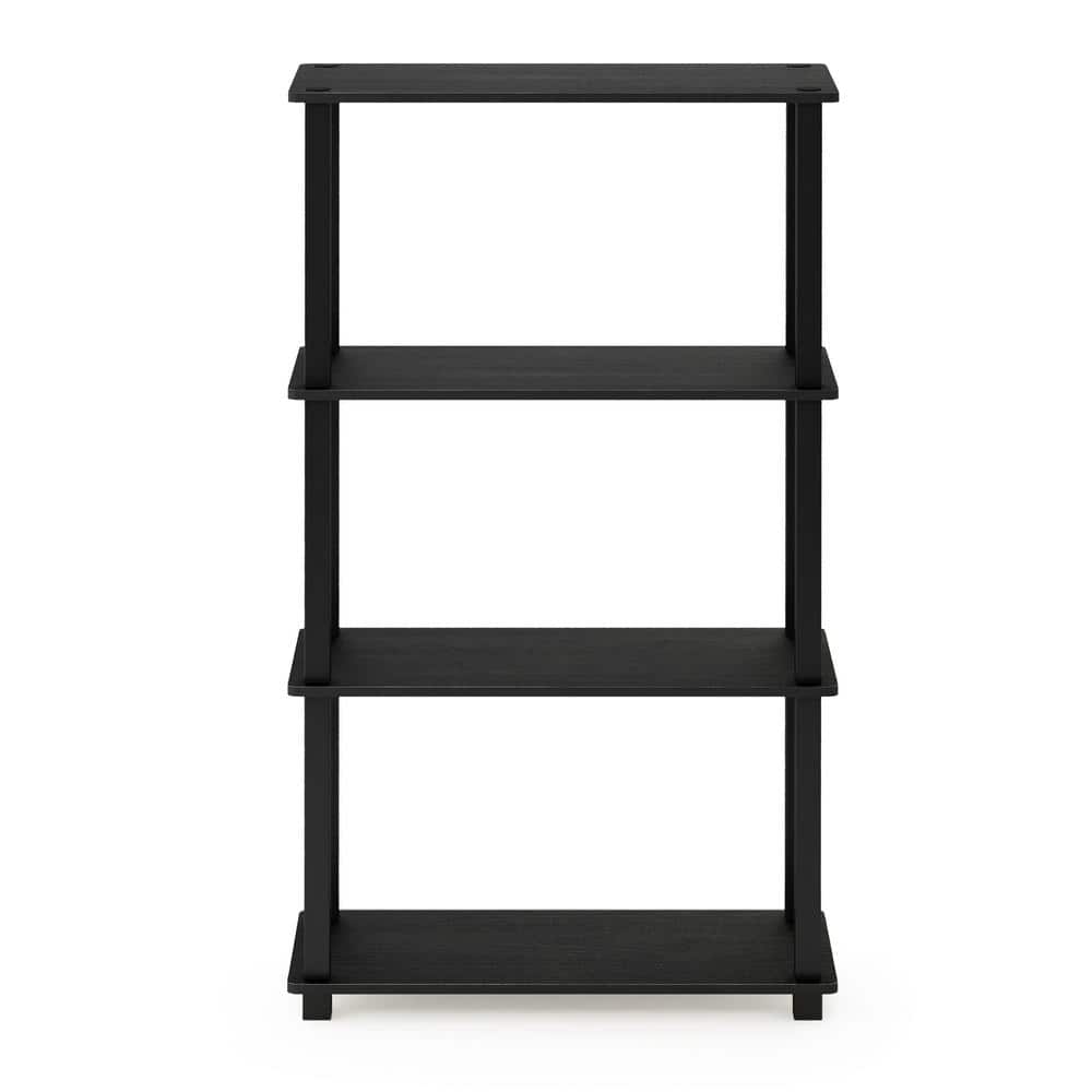 43.25 in. Americano/Black Plastic 4-shelf Etagere Bookcase with Open Back