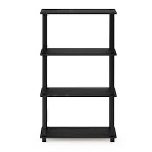 43.25 in. Americano/Black Plastic 4-shelf Etagere Bookcase with Open Back