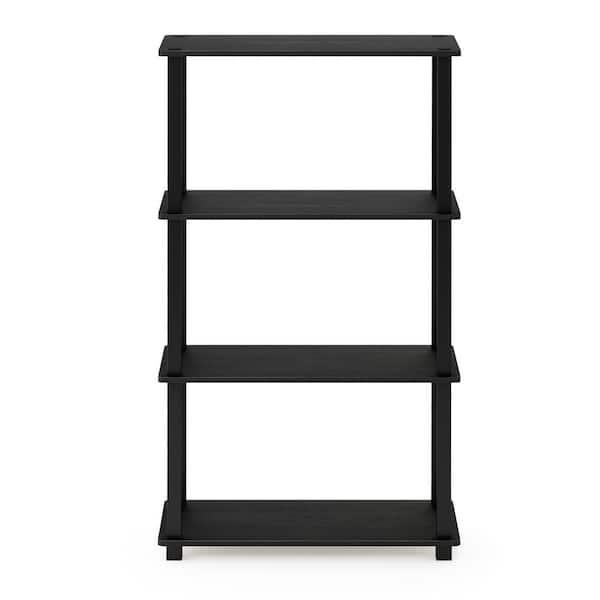 null 43.25 in. Americano/Black Plastic 4-shelf Etagere Bookcase with Open Back
