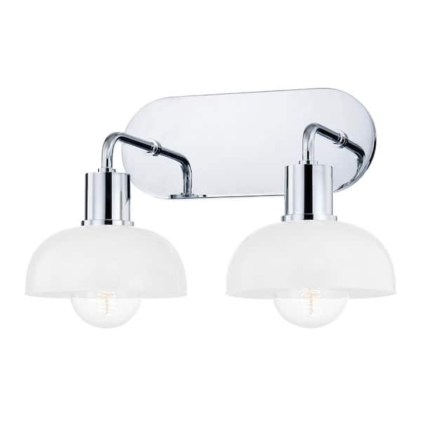 Mitzi by Hudson Valley Lighting Kyla 15 in. 2-Light Polished Chrome Vanity Light with Opal Glossy Glass Shade