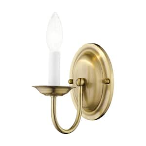 Home Basics 1 Light Antique Brass Wall Sconce