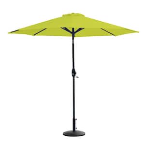 Sunshadow 9 ft. Market Tilt and Crank Table Patio Umbrella with Round Resin Base in Lime Green