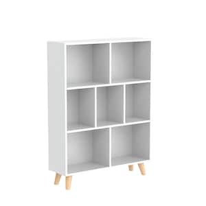 42.1 in. Height White Wood 7- -Shelf Freestanding Standard Bookcase Display Bookshelf