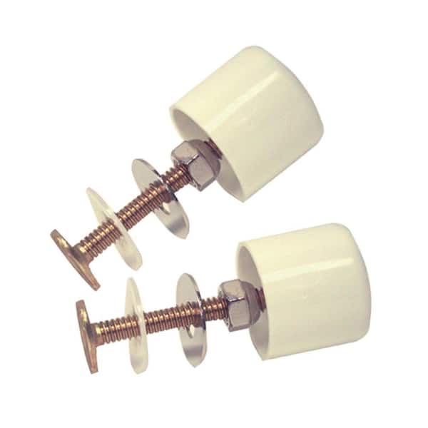 Everbilt 1/4 in. Toilet Bolts and Screw-On Bolt Caps in White (2-Pack)