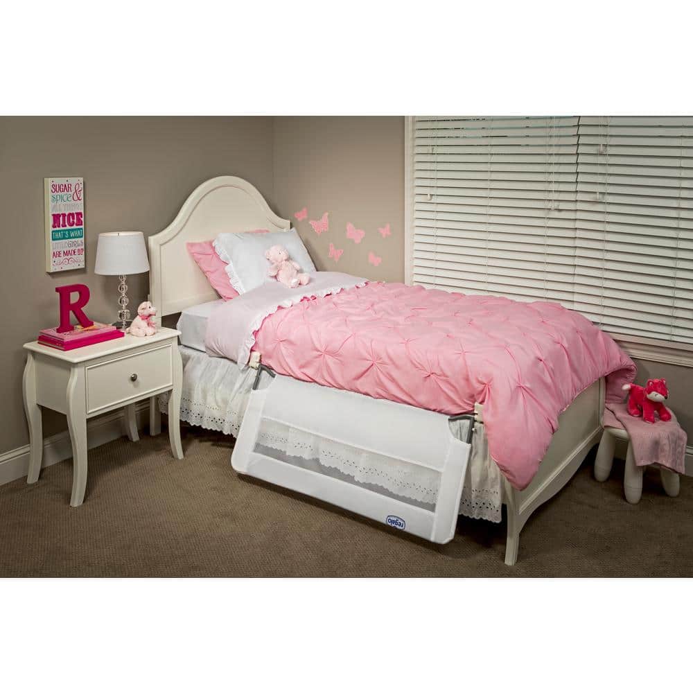 White Mesh Swing Down Bed Rail Guard with Steel Frame