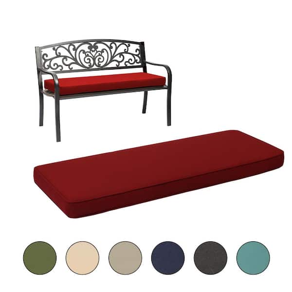 Aoodor 46.5 in. x 17.7 in. x 3 in. Outdoor Bench Cushion Seat Pads with Removable Cover in Red