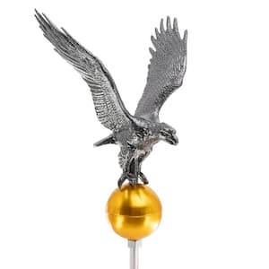 12" Aluminum Flagpole Eagle - Swedish Iron with Gold Globe