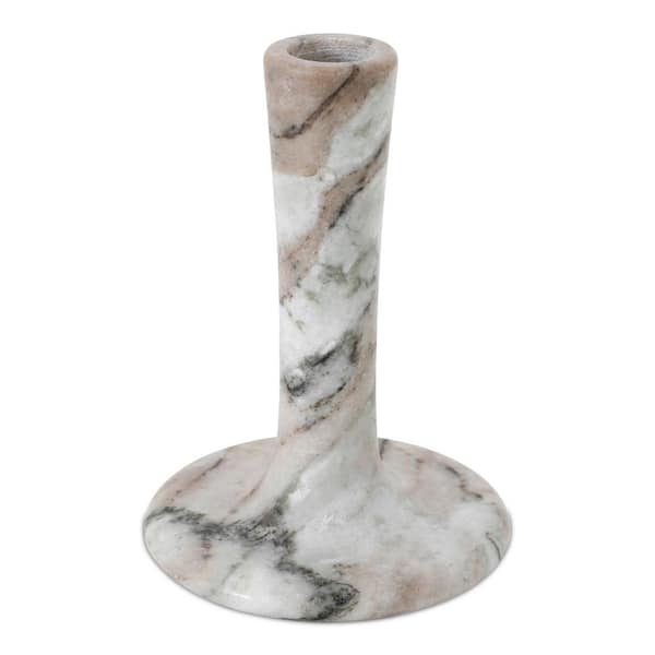 NADAAL STUDIOS Ira 5.5 in. Brown Torrent Marble Freeform Tall Candle Holder