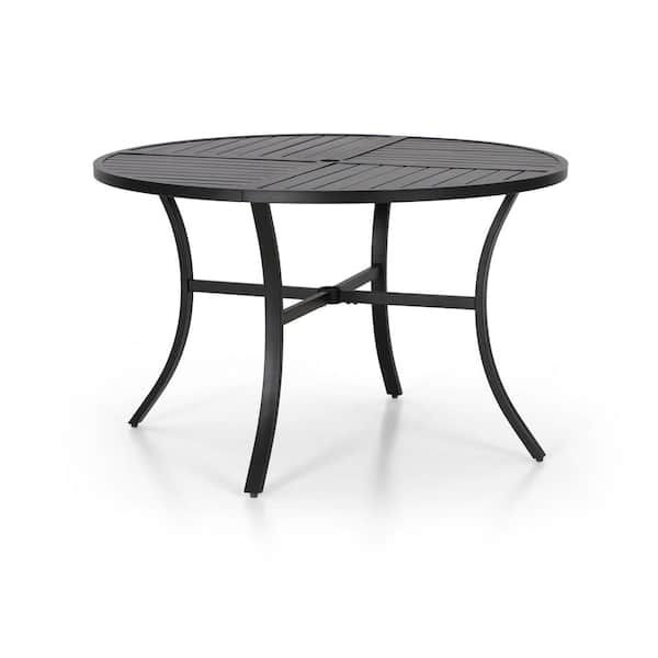 Round Metal Outdoor Dining Table, 42 In Round Outdoor Dining Table
