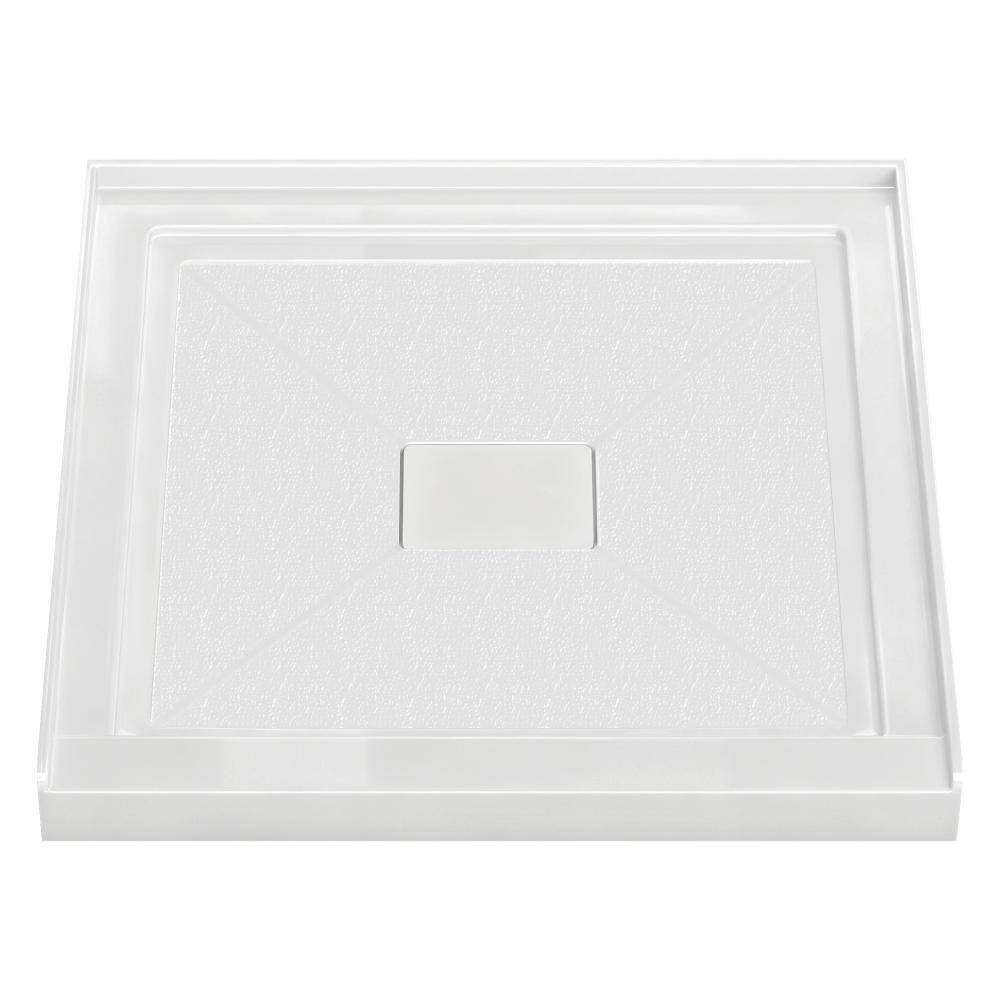Gevora 32 in. L x 32 in. W Alcove Shower Base with Center Drain Textured Floor and 3-Sided Tile Flange in Gloss White price history on PriceWatchPro