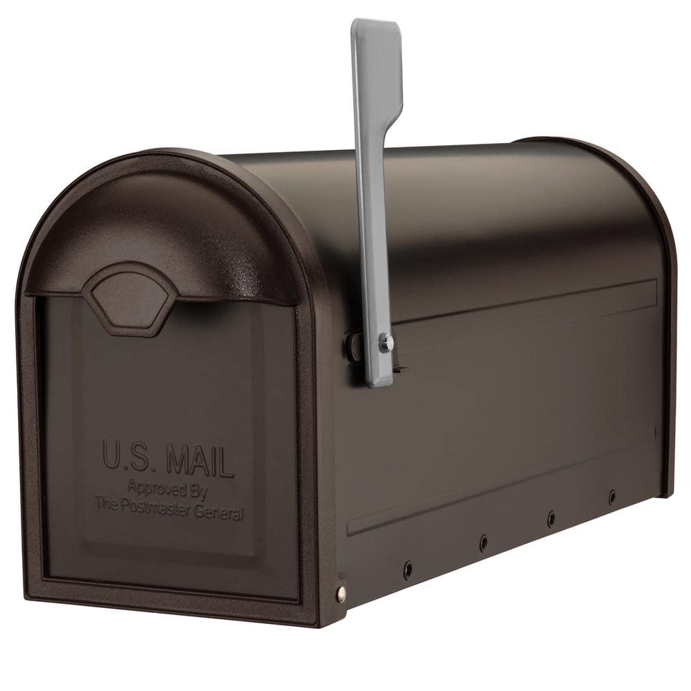 Winston Large Rubbed Bronze Steel Post Mount Mailbox