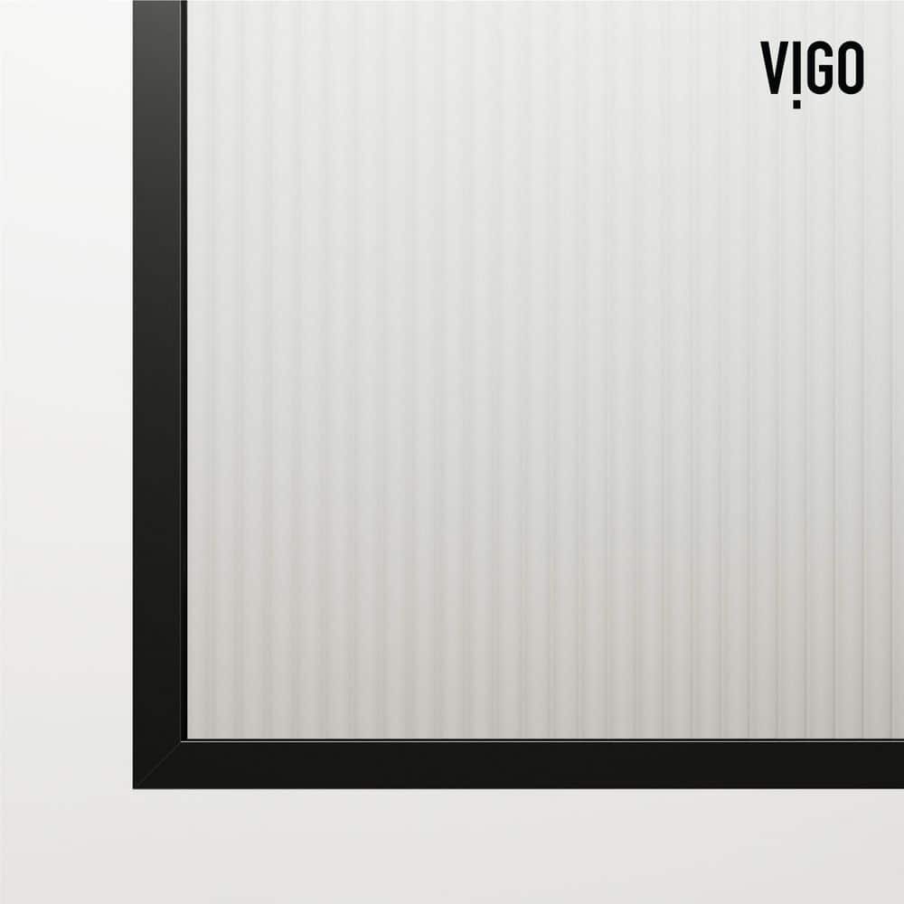 Divide 34" W x 74" H Matte Black Fluted Glass Shower Screen
