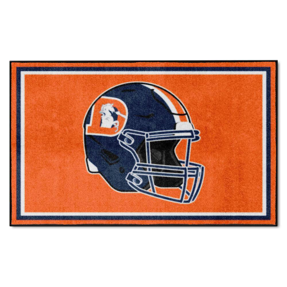 FANMATS Denver Broncos Orange 4 ft. x 6 ft. Plush Area Rug 36175 The
