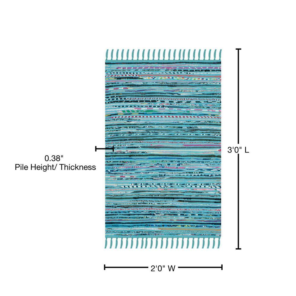 Handwoven Light Blue Cotton Rectangular Area Rug 2' x 3'