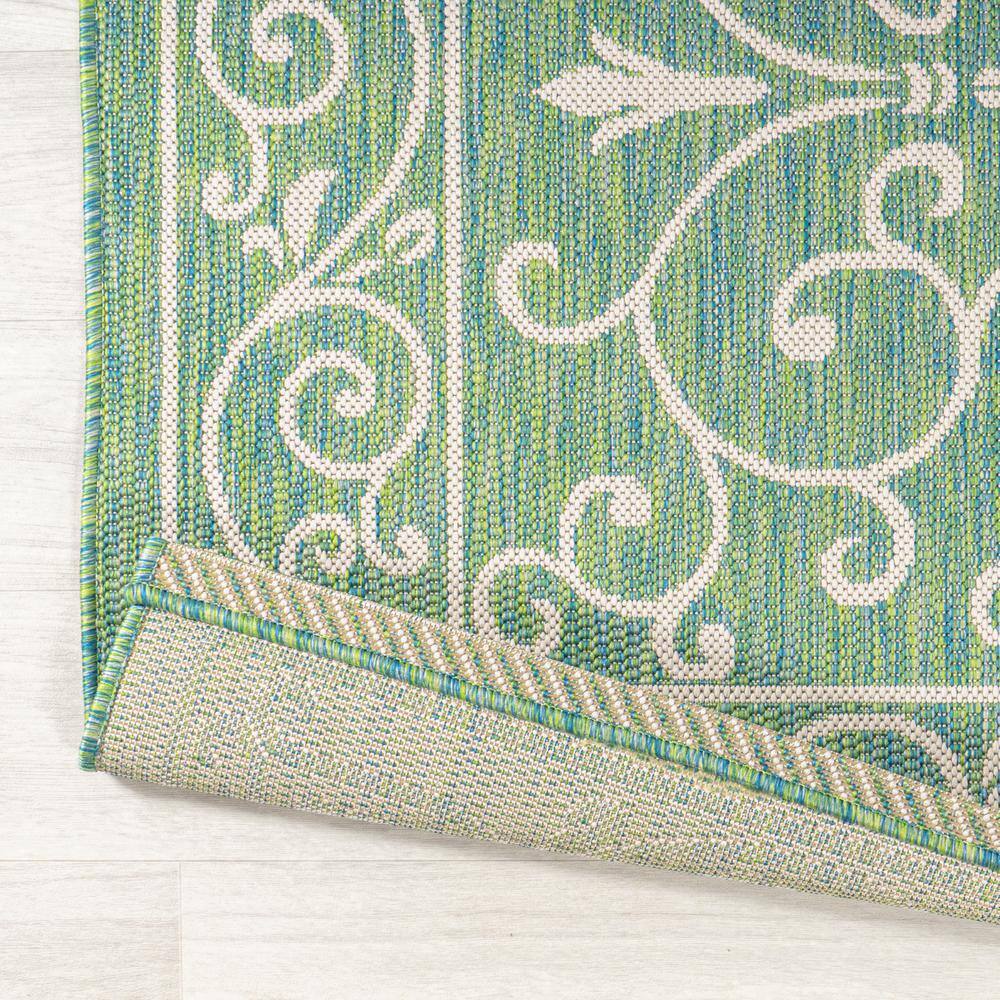 Charleston Green and Ivory Filigree Flat Woven Indoor/Outdoor Rug
