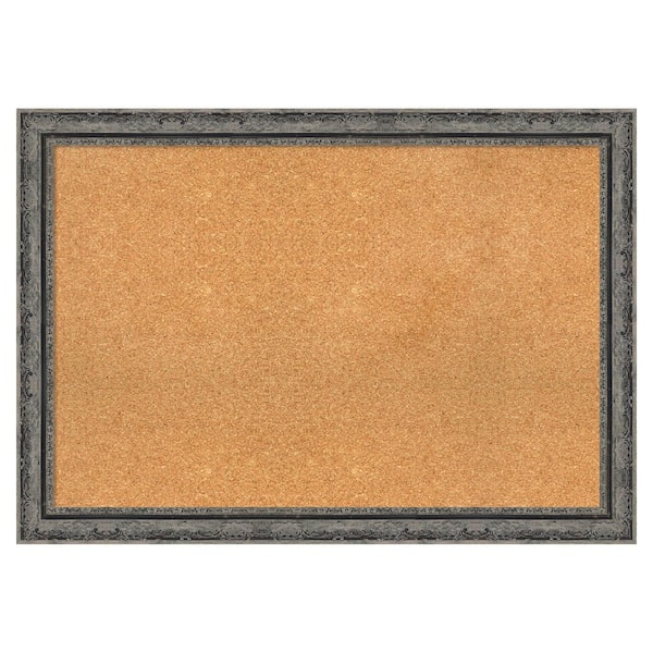 Amanti Art Filigree Matte Black 40 in. x 28 in. Poly Framed Natural ...