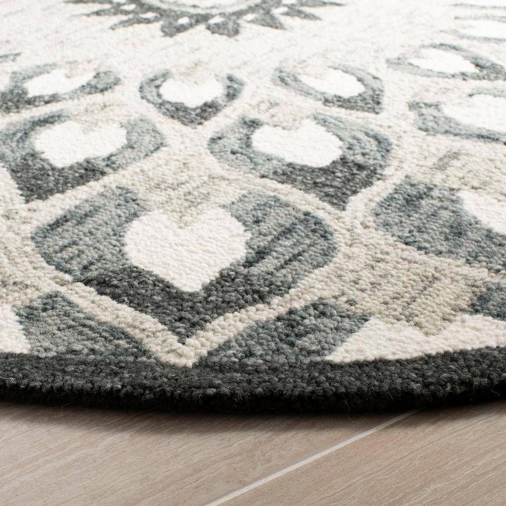 Gray and Ivory Round Hand-Tufted Wool Area Rug