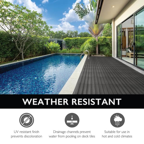 Design House Square 1 ft. x 1 ft. Wood-Plastic Composite Deck Tiles in Modern Ebony (6-Pack)