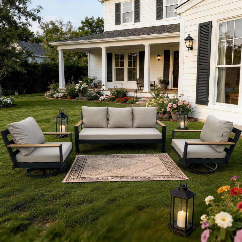 Lakehouse 3-Piece Black Aluminum Outdoor Patio Seating Set with Cast Ash Cushions price history on PriceWatchPro