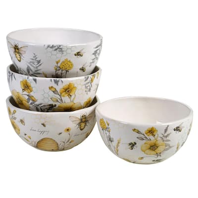 Certified International 28146SET4 Bee Sweet 6 Canape//Luncheon Plates Multi Colored Set of 4 Assorted Designs