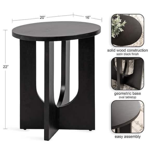 Dovelina Aydan 24 in. Black Square Solid Wood Oak Coffee