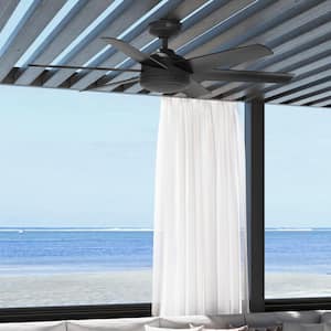 Jetty 52 in. Outdoor Matte Black Ceiling Fan with Wall Control Included For Patios or Bedrooms
