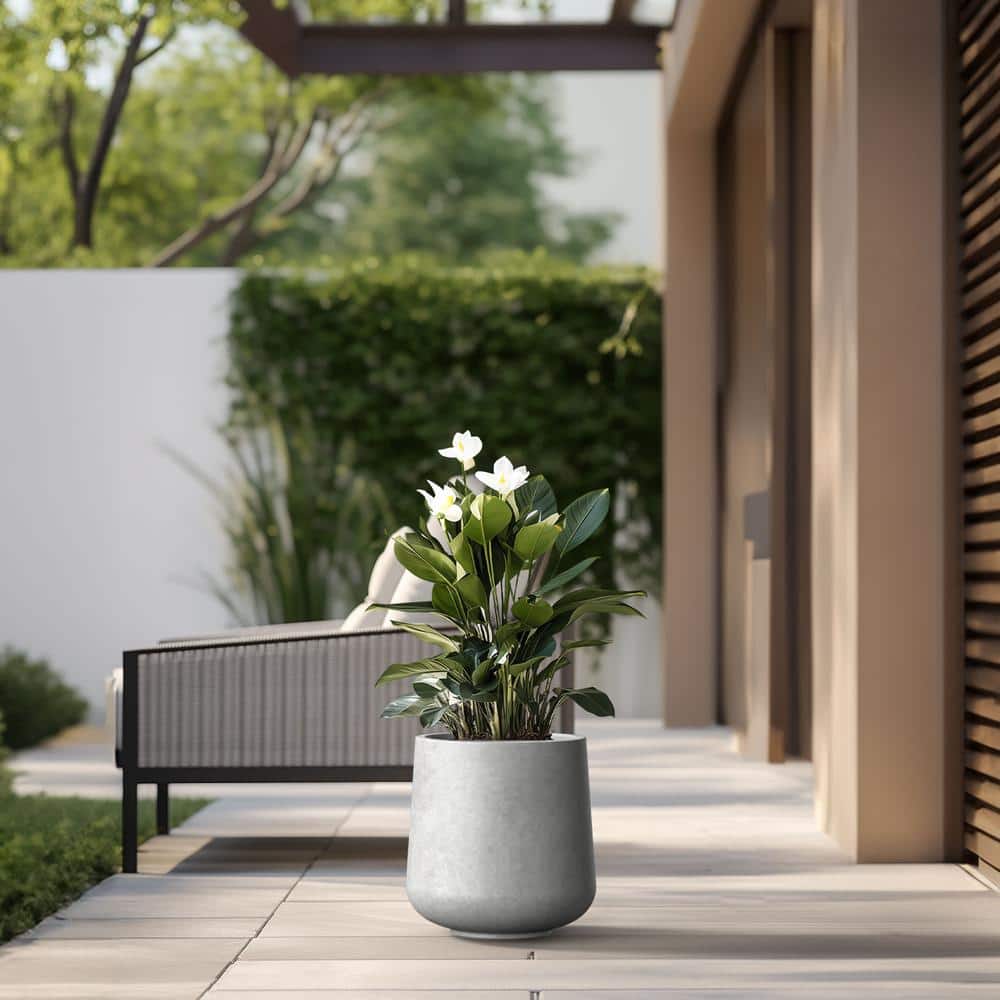 Lightweight 12in. x 13.5in. Stone Finish Extra Large Tall Round Concrete Plant Pot / Planter for Indoor & Outdoor price history on PriceWatchPro