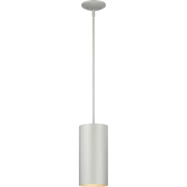 Volume Lighting Mini 1-Light Silver Gray Aluminum Integrated LED Indoor/Outdoor Cylinder Downrod Pendant