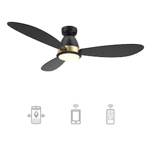 Fayette 52 in. Integrated LED Indoor/Outdoor Black Smart Ceiling Fan with Light and Remote, Works with Alexa/Google Home