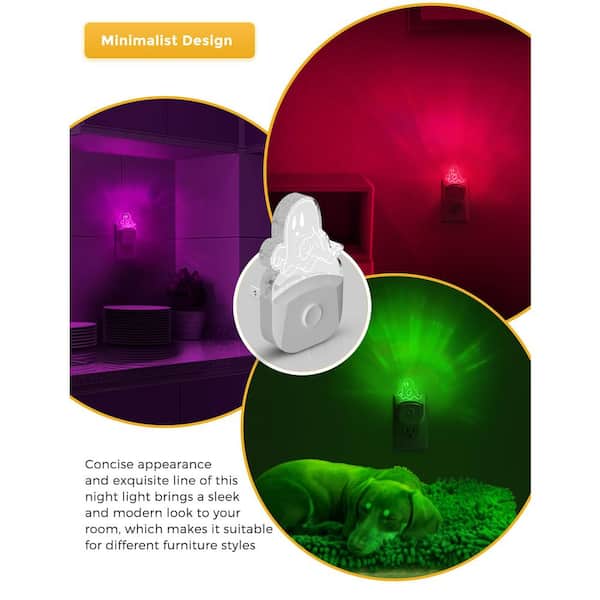 YANSUN 0.5 Wattage Dusk to Dawn MultiColor Changing Integrated LED Plug-in  Halloween Ghost Night Light (4-Pack) H-NL001Y-6 - The Home Depot