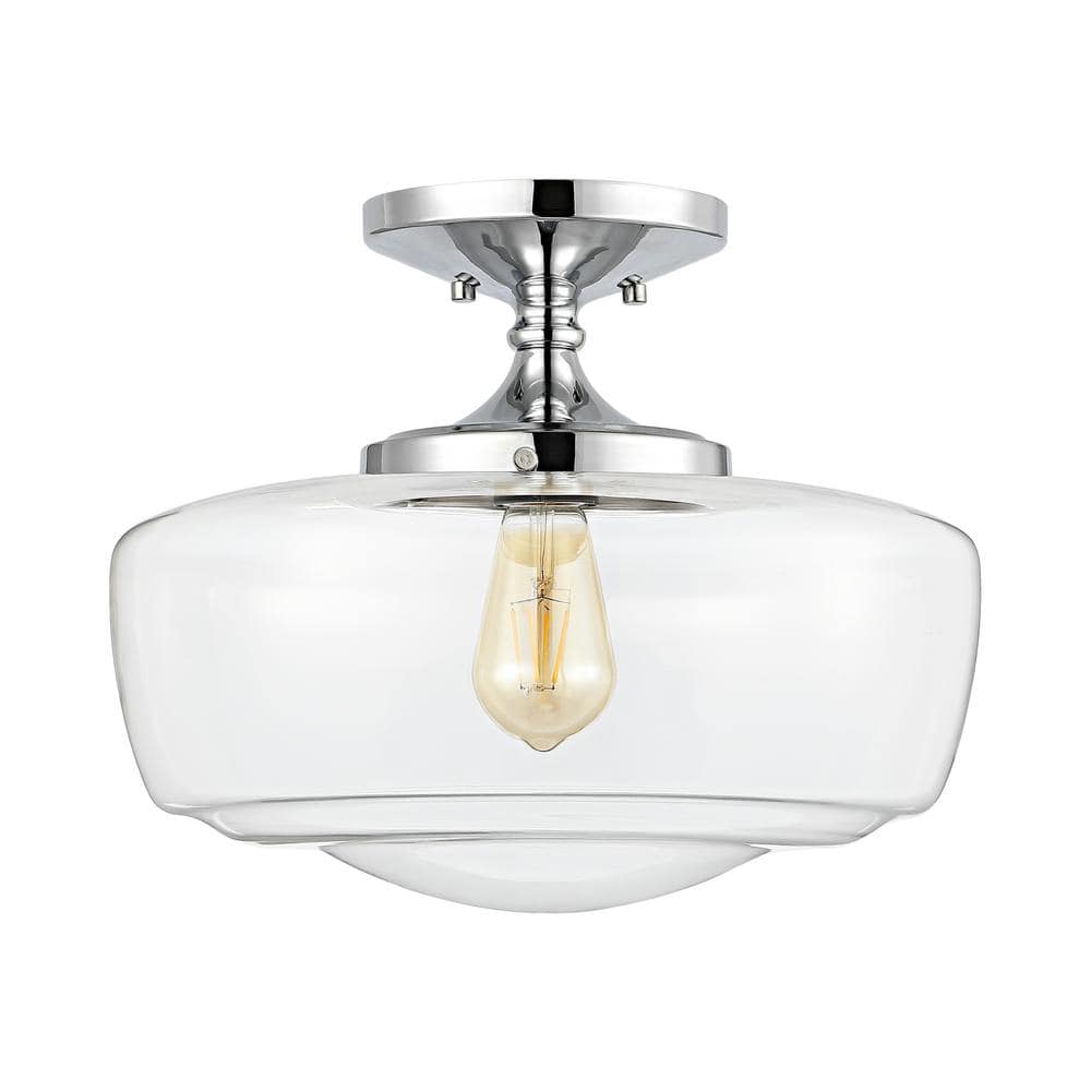 Marfa 14" Chrome and Glass Farmhouse Flush Mount Light