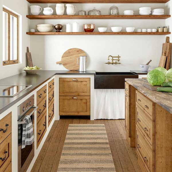 Sycamore Striped Jute Area Rug Natural 3 ft. x 6 ft. Runner Rug
