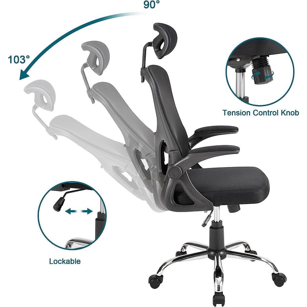 Black Ergonomic High Back Mesh Swivel Office Chair with Adjustable Arms