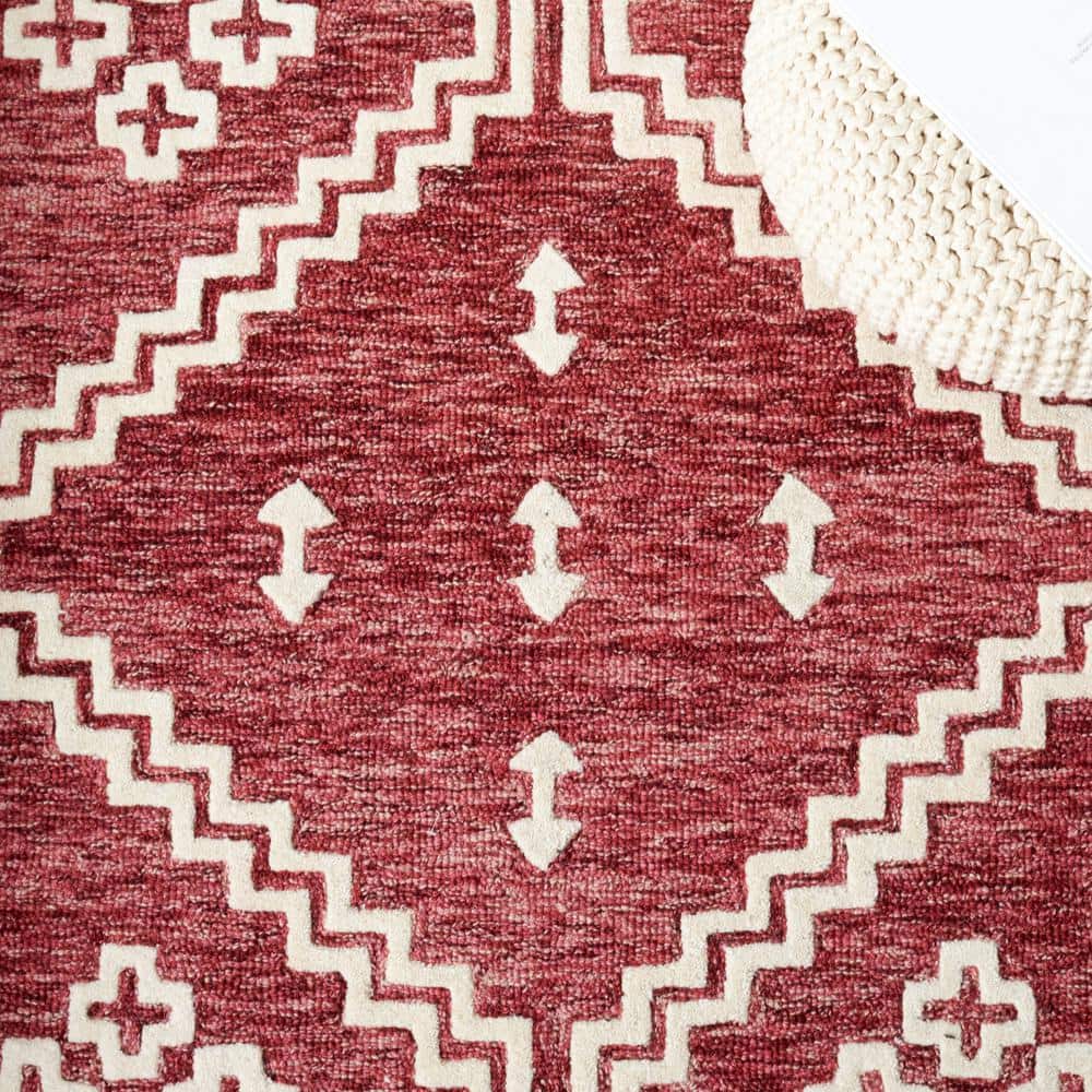 Handmade Red Wool Abstract Tufted 8' x 10' Rug