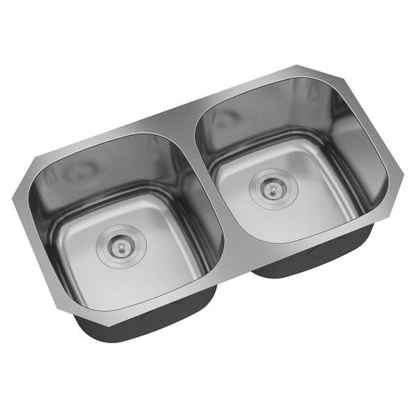 CASAINC 32 in. Undermount Double Bowl 18 Gauge Brushed Stainless Steel Kitchen Sink with Bottom Grid and Basket Strainer