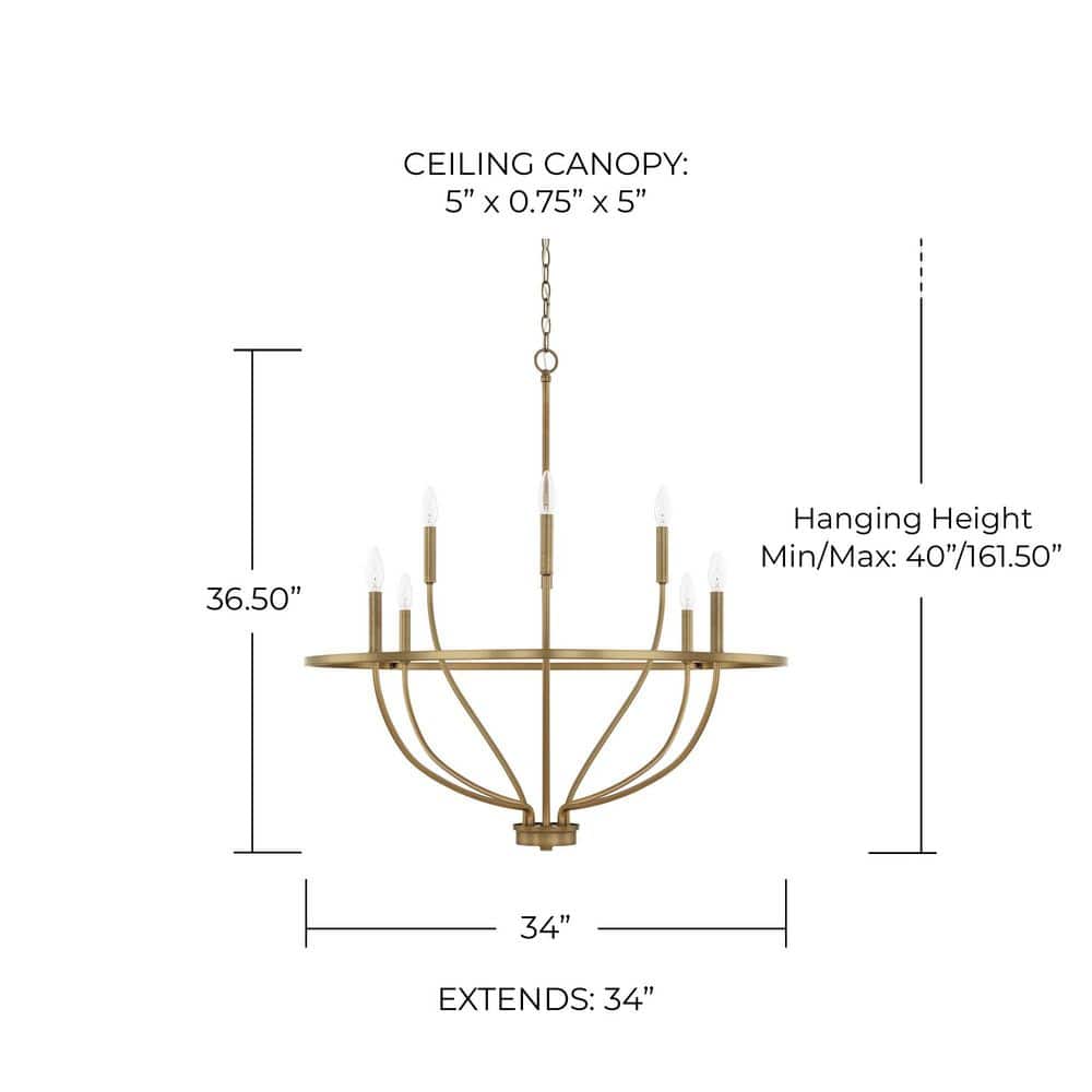 Greyson Aged Brass 8-Light Candle Chandelier