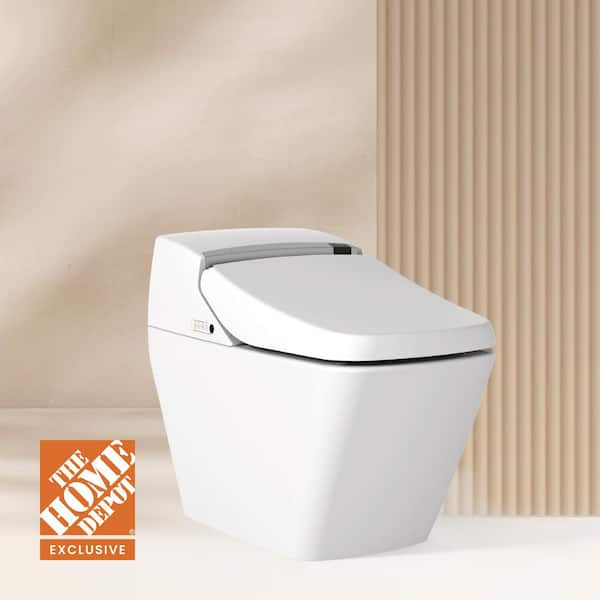 Stylement Tankless Smart One Piece Bidet Toilet Square in White, Auto Open, Auto Flush, Heated Seat, Made in Korea